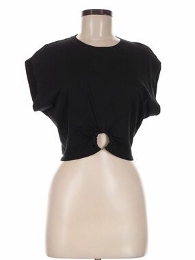 INTERMIX Black Ring-Detail Cropped Tee